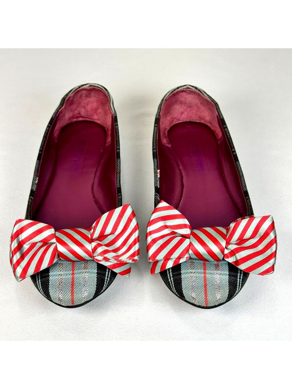 Coach Poppy Cambria Tartan Plaid Ballet Flats w/Bow Detail - 6 - Picture 2 of 7